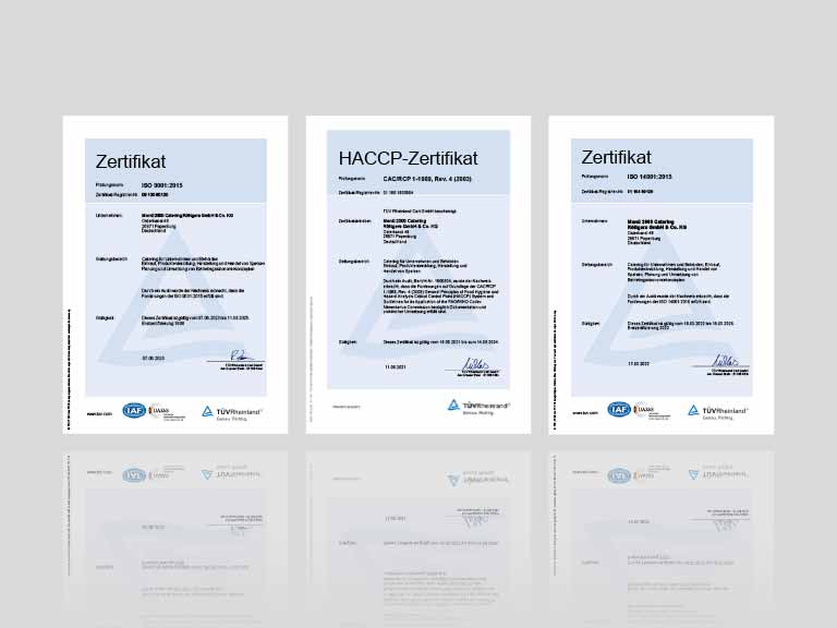 Menü 2000 - ISO 9001:2015, ISO 14001:2015 und HACCP-Zertifiziert
